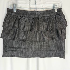 Body Central NWOT Grey Ruffle Tiered Mini Skirt w/ Visible Zipper Size Medium